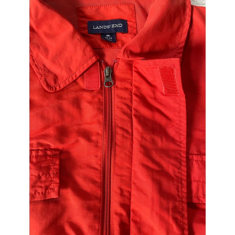 Lands' End Mens Medium Field Jacket Red Lightweight Nylon Utility Coat 435444 - Picture 10 of 16